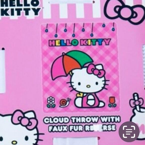 Hello Kitty Sanrio Plush Throw Blanket Rainy Day Kitty OS 50”x 60” Pink Red NEW - Picture 3 of 6